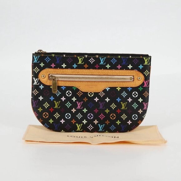 LOUIS VUITTON Monogram Multicolor Pochette GM Pouch Black M60027 LV Auth 127036V - Picture 1 of 15